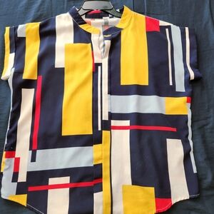 Colorful Geometric Print Tunic Blouse